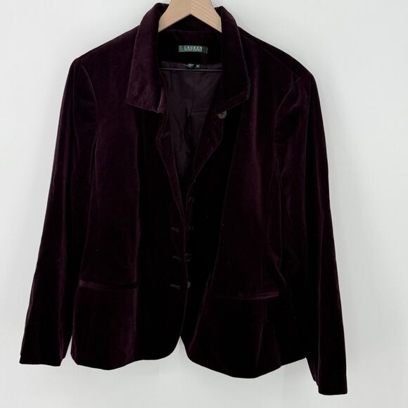 Ralph Lauren Purple Velvet Blazer Jacket Women’s Size 18W - Picture 1 of 6